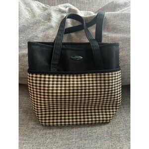Longaberger Black and Cream Gingham Tote Bag